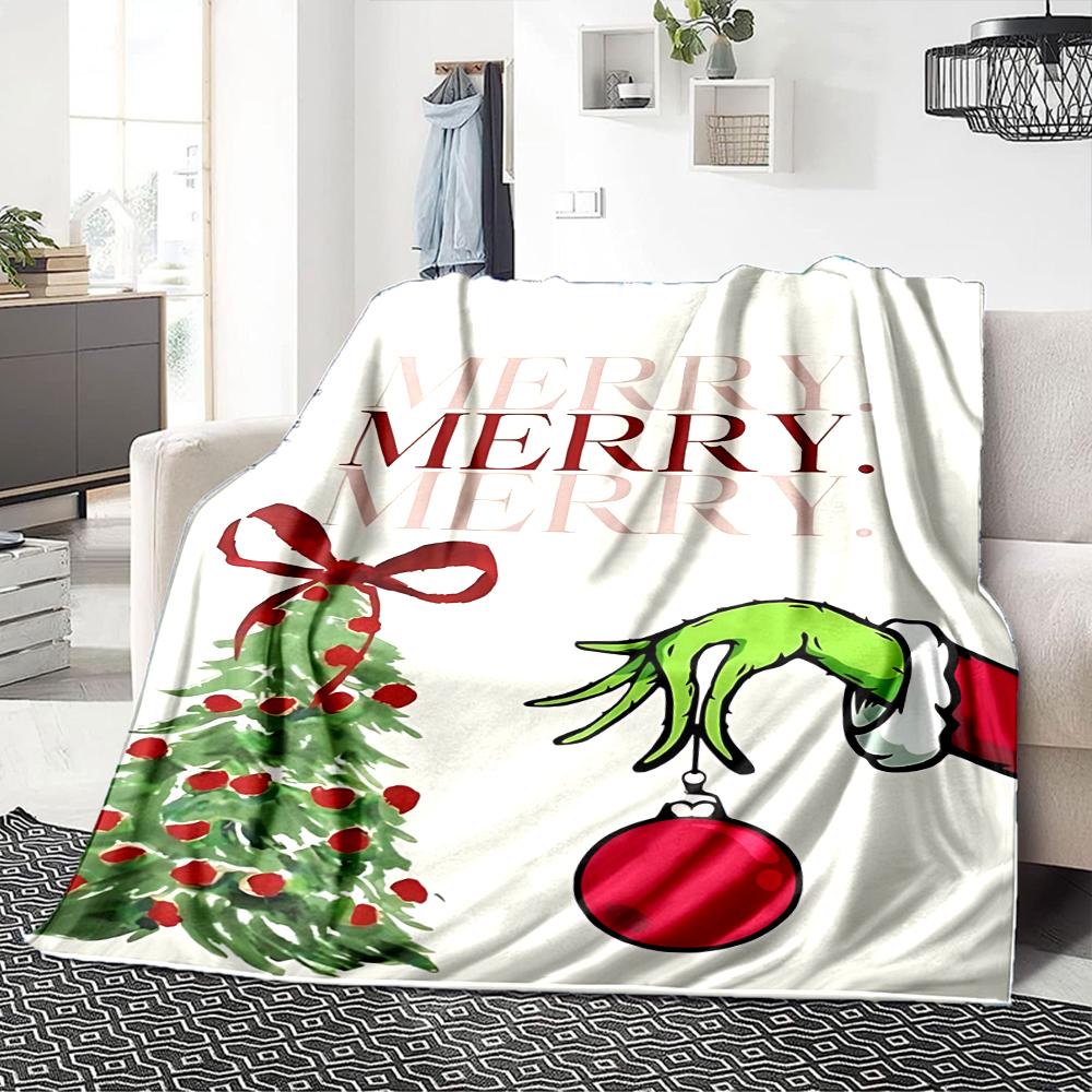 Christmas Grinch Decorations Blanket Soft Throw Blanket For Home Bedroom Bed Sofa Travel Office Solid Christmas Blanket