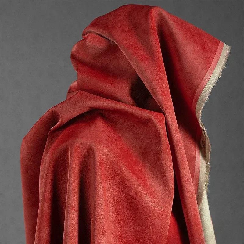 Red 100x145cm PU Leather Fabric Soft Waterproof Clothing Apparel Sewing Fabric for By The Meter Diy Material Wholesale Cloth