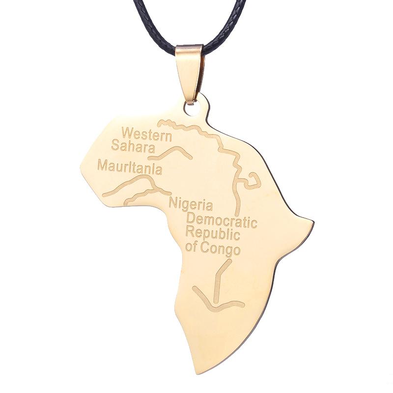 ZRM Jewelry Stainless steel Fashion Africa Map Pendant Necklace For Men Women Gifts