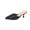 Luxury Women's 2024 Summer Korean Edition Sequin Heel High Heel Slippers for Women's Outwear Fashion Pointy Slippers