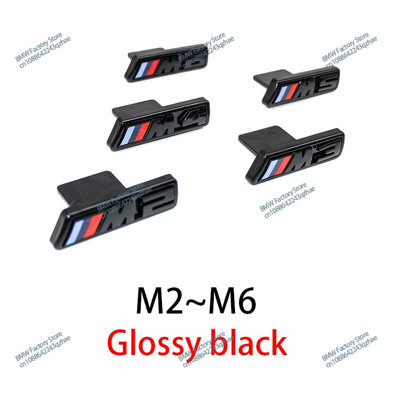 Premium BMW M Power Front Grille Badge Glossy Black Chrome Emblem Logo for M2 M3 M4 M5 M6 Competition Performance Tuning Decor CVB1