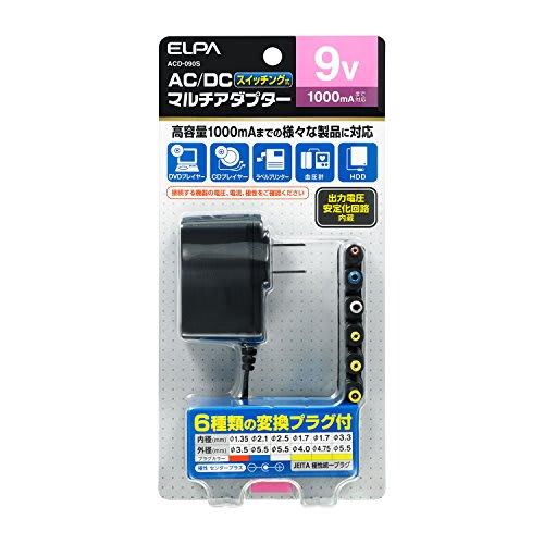 ELPA AC-DC Multi Adapter Conversion Adapter AC100V 50/60Hz Rated Output: DC9V/1000mA Approx. 1.8m ACD-090S