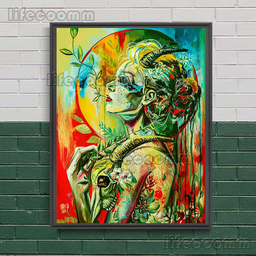 Готическое Созвездие Ведьмы Сюрреалистическое Искусство Принт Череп Декор Стены Искусства Холст Живопись Домашний Декор Жуткий Де Викка Плакат Принт Без Рамки