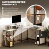 L-Shaped Desk, Versatile Office Desk with Adjustable Shelves and Storage Bag, Monitor Stand, Natural