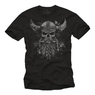 Самая продаваемая мужская футболка Viking с мотивом черепа с бородой Череп викинга в шлеме и с рогами Мужские подарки Графический дизайн татуировки