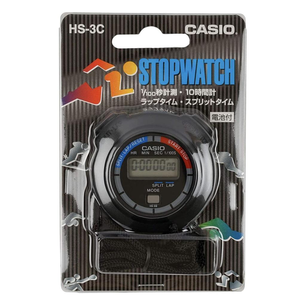 Casio Секундомер с промежуточным временем, Время, Время, Бесшумный, Черный, HS-3C-8AJH