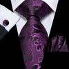 Hi-Tie Новинка Цветочная Фиолетовая Мужская Элегантная Галстук Платок Запонки для Смокинга Мода Классика Шелковая Роскошная Галстук для Мужчины