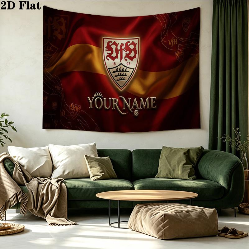Custom Name VfB Stuttgart Printed Tapestry – Wall Hanging for Bedrooms, Dorms, and Home Decor
