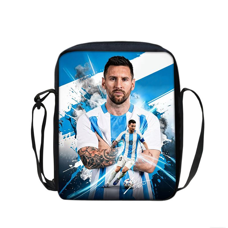 M-Messi Сумка-почтальон через плечо с принтом Сумка на руку Школьные сумки со звездой футбола Сумка для телефона Футбольная спортивная сумка для покупок Лучший подарок