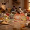 Autumn Harvest Table Decor Fall Thanksgiving LED Tabletop Decor, Maple Leaf Themed Lighted Wooden Pumpkin Ornaments Centerpiece, Ornament for
