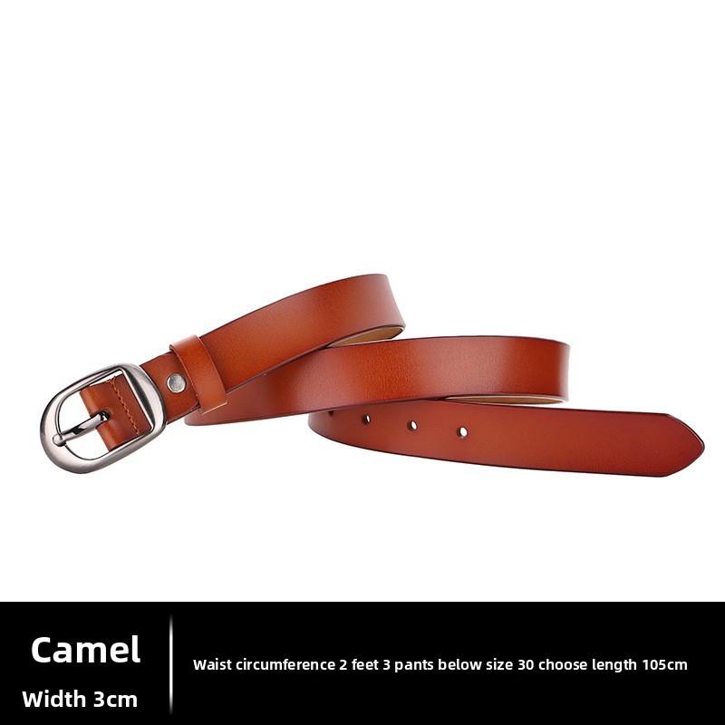 Womens Leather Belt With Simple Design And Bright Leather Finish For Casual Wear