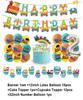 Cartoon Train Theme Birthday Party Decoration Number Balloons Cake Topper Transportation Vehicles Backdrop Banner Party Supplies