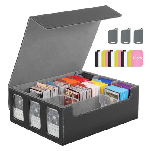 HG CHASING TRIBE Deck Case, Trading Card Case, PU Leather, Holds 2400 Cards, Large Capacity, Top Loader Case with Display Window, Sleeve Compatible (B
