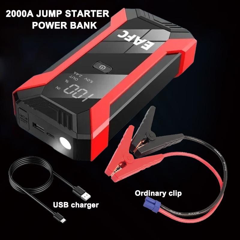 EAFC 2000A/600A Пусковое устройство Портативный Power Bank 12В Усилитель автомобильного аккумулятора с двойными USB-портами и светодиодным фонариком Быстрая зарядка