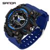SANDA G Style Новые мужские часы 50M Водонепроницаемые Спортивные Военные Кварцевые часы Для мужчин Светодиодные Цифровые Электронные Наручные часы Часы