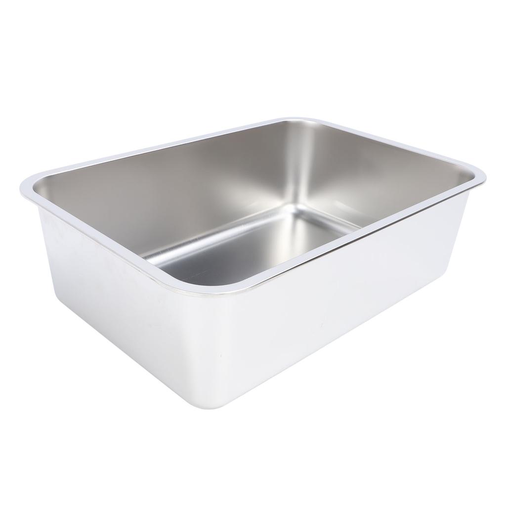 Stainless Steel Open Cat Litter Box Large Rust Resistant Stick Proof Surface Litter Pan with High