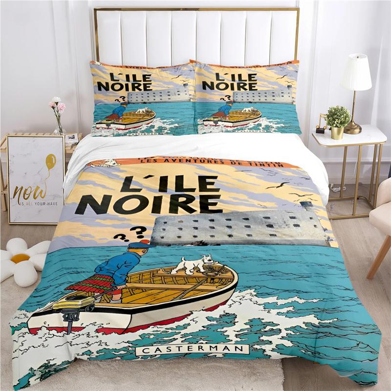 Cute T-Tintines Cartoon Funny All Season Duvet Cover Bedding Sets Soft Quilt Cover and Pillowcases Teen Single/Double/Queen/King