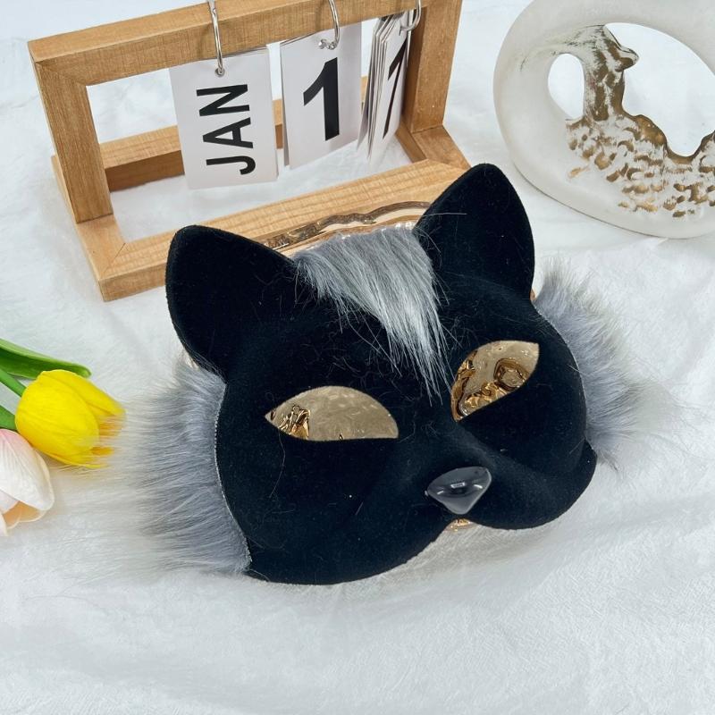 Мягкая маска для лица с кошачьей мордочкой для косплея и Хэллоуина, маска для вечеринки-карнавала с регулируемой эластичной лентой, удобная в носке