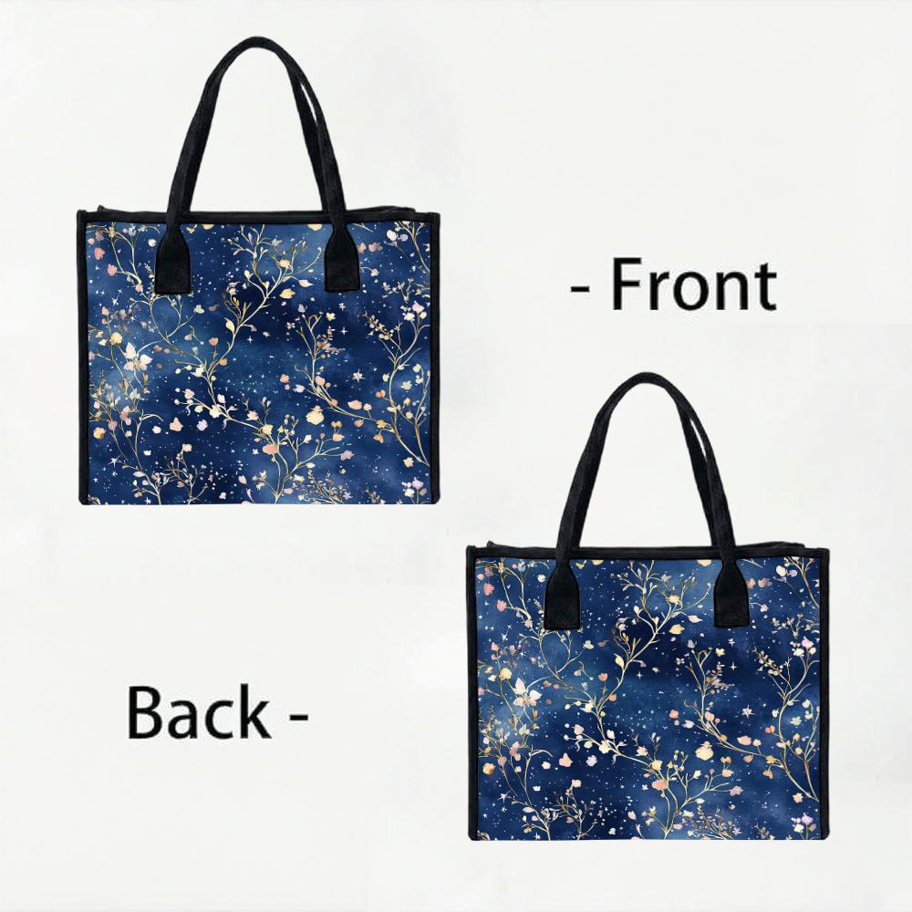 Elegant Floral Print Large Tote Bag for Women Daily Casual Travel Shopping Handbag