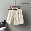 Summer Wide Leg Shorts Women Office High Waist Suit Shorts Beige Oversize Loose Button Solid Classic Casual Shorts With Belt New