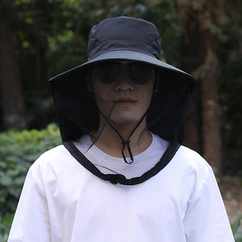Foldable Mosquito Hat With Hidden Net Mesh Repellent Bee Protection Casual Outdoor Sunscreen Fishing Cap Panama Hat