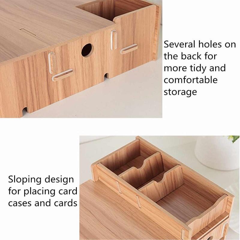 Wooden Monitor Holder Bracket Computer Stand Desktop Storage Shelf Laptop Stand Screen Rack Desk PC Riser Organizer 49*20*11.5cm