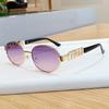 Vintage Retro Elliptical Metal Sunglasses With Uv400 Protection For Street Fashion And Outdoor Activities