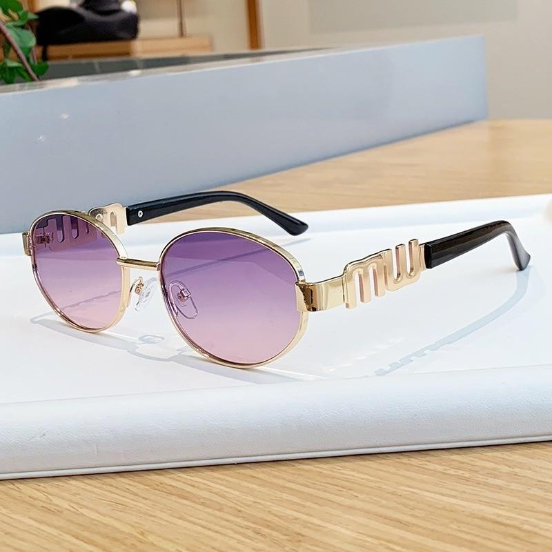 Vintage Retro Elliptical Metal Sunglasses With Uv400 Protection For Street Fashion And Outdoor Activities