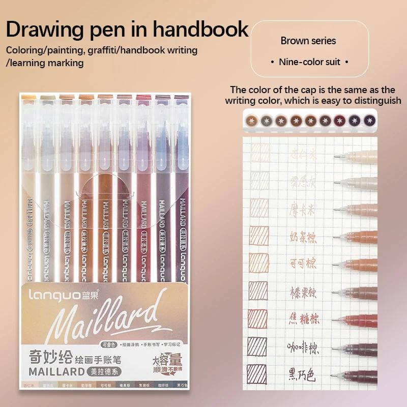 Kawaii Morandi Gray Gel Pen Set Multi Color Diary Pen Handbook Pen Marker Liner Ballpoint Penor Writing Student Office Supplies