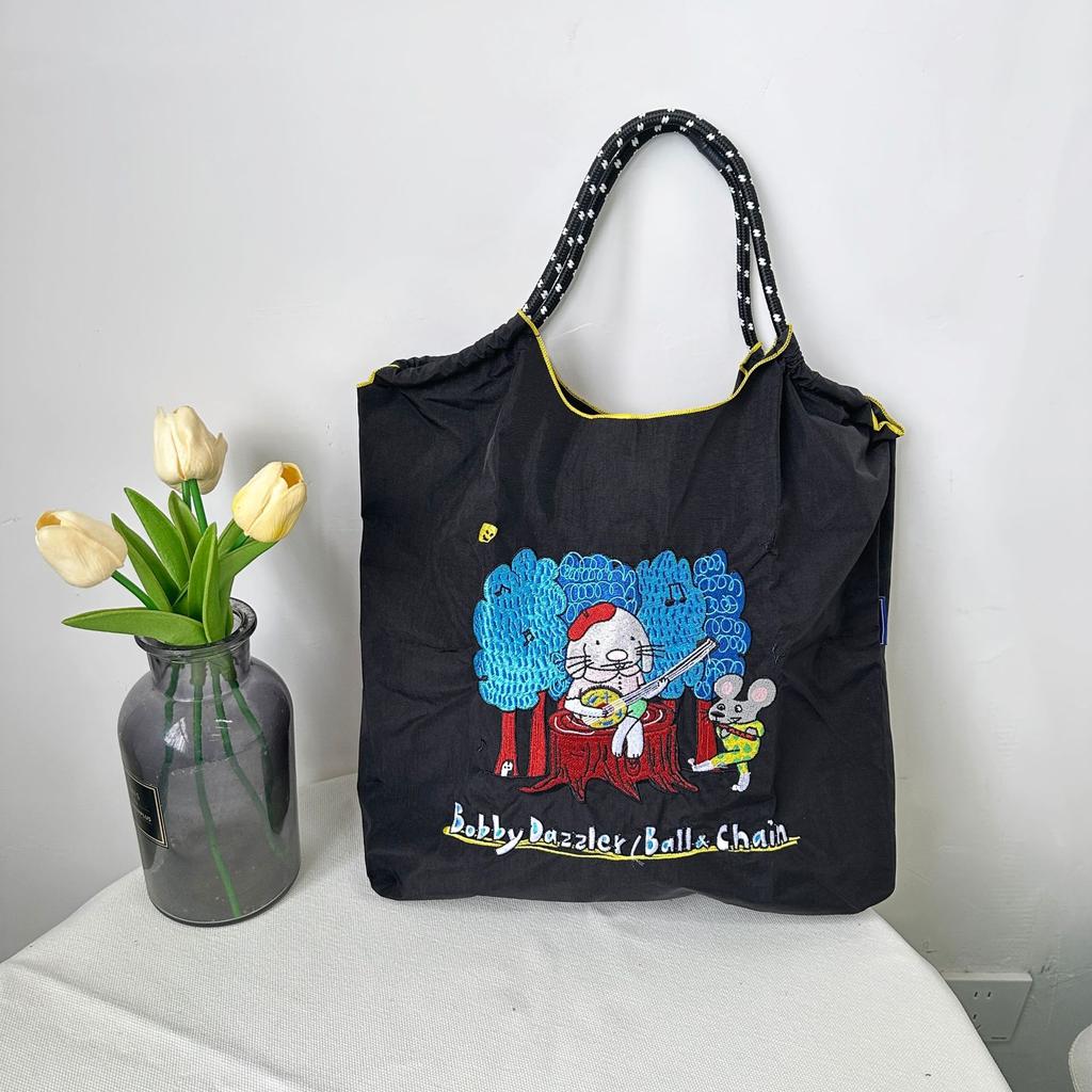 Embroidery Shopping Bag Women'S Fashion Niche Large Capacity Shoulder Bag Tide