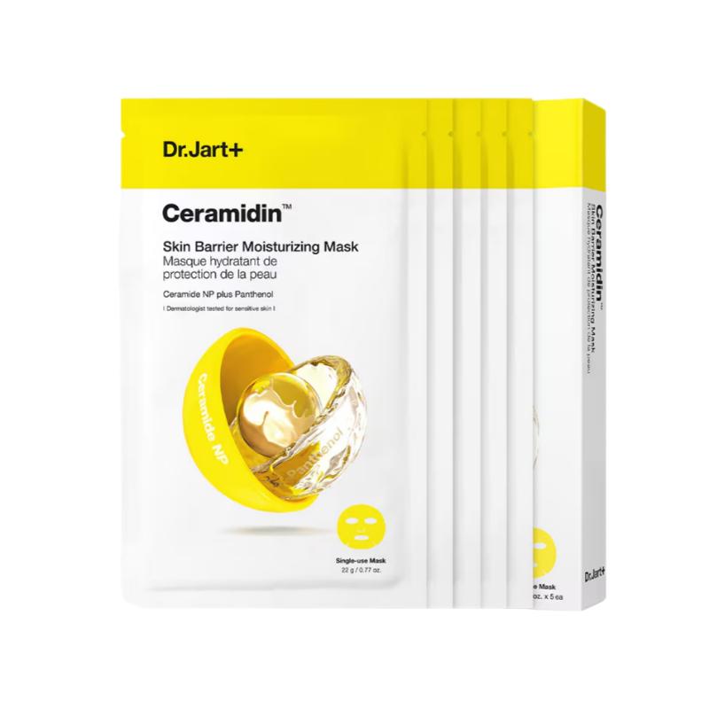 Dr.Jart+ Ceramidin Skin Barrier Moisturizing Mask | Deep Hydration & Barrier Strengthening | 22g x 5 Sheets (Set of 5)