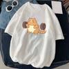 Cat Weightlifting Printed T-shirt Work Out Funny Gym Design Sticker Graphic High Quality Cotton T Shirts Women Unisex Clothing Camisetas