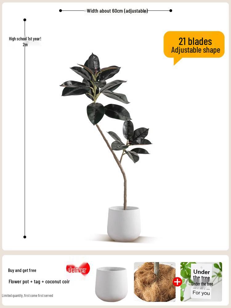 Роскошное искусственное дерево Фикус Эластика Черное Золото: Комнатное украшение и напольное украшение