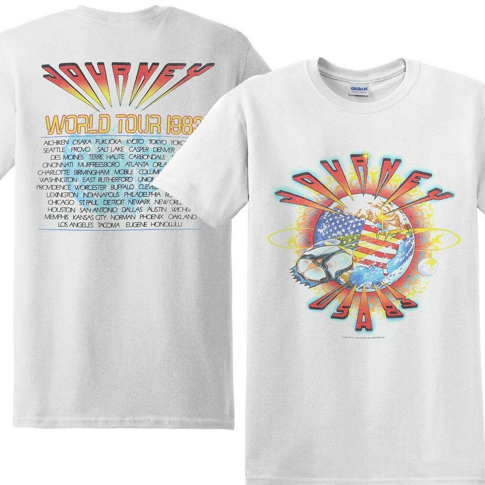 Vtg 1983 Journey World Tour Concert Rock Band 2 sided Reprint T shirt Unisex T-Shirt
