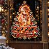 Holiday Window Dressing 2027 Zodiac Sheep Static Clings, Red Gold Russian New Year Glass Removable Seasonal Clings Decals, Reusable Stickers,
