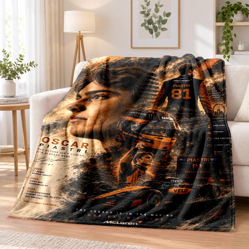 Oscar Piastri Printed Flannel Blanket Warm Comfort Bed Throw For Indoor Home Decoration