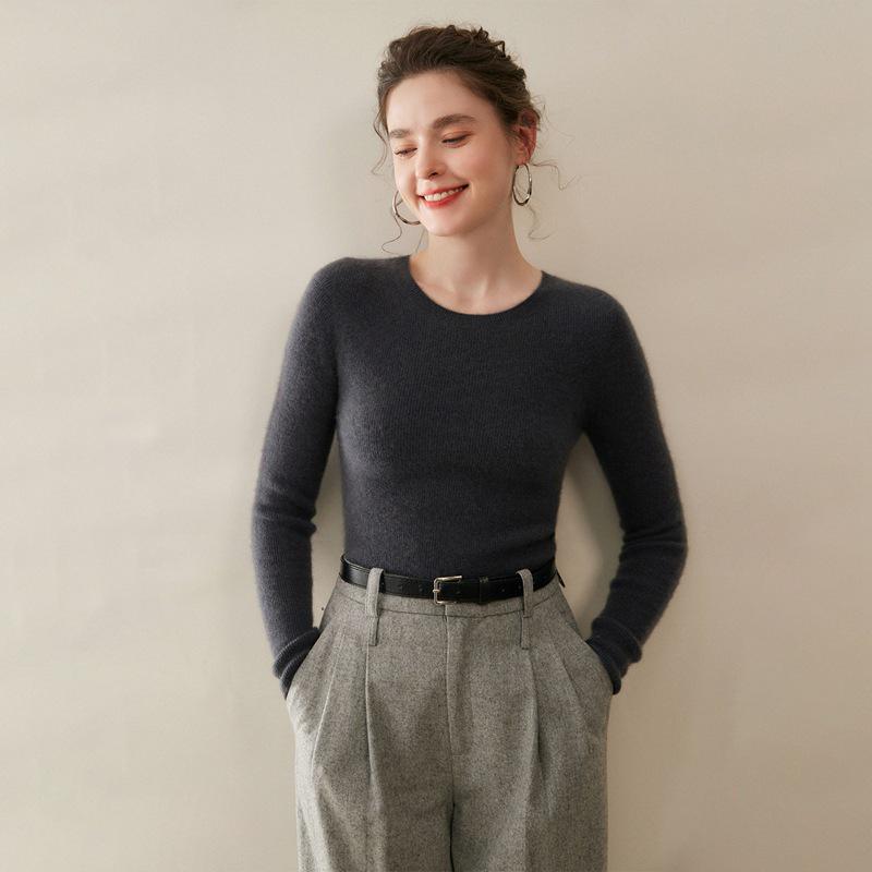 Autumn & Winter Women's 100% Cashmere Round Neck Loose Knit Pullover Sweater