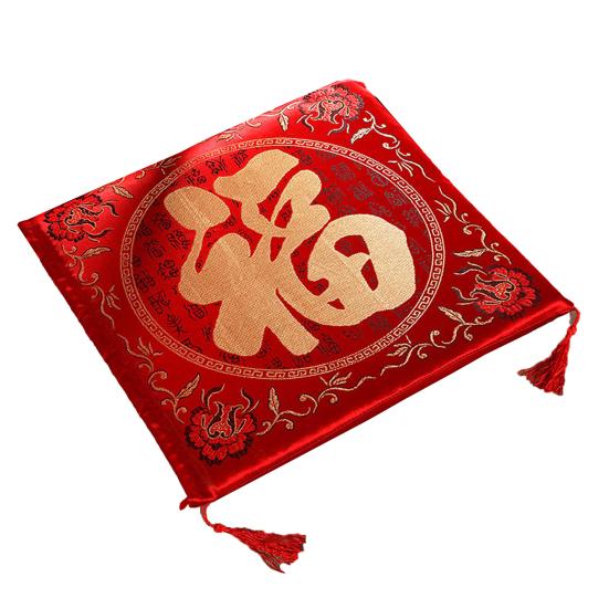 Seat Cushion Washable Tassel Design Chinese Style Embroidered Pain Relief Bay Window Cushion Photo Props