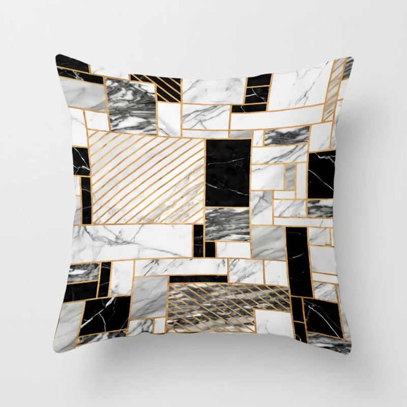 Black Geometric Square Pillowcase Printing Car Sofa Office Chair Pillowcase Simple Home Decoration