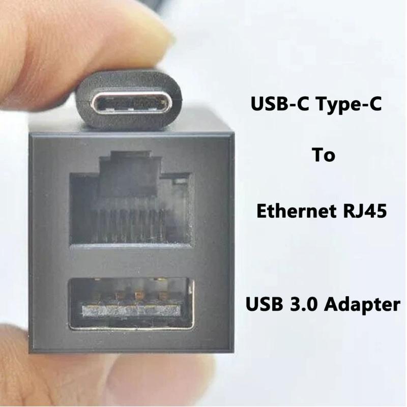 Многопортовый USB-C адаптер с портом Gigabit Ethernet 1000 Мбит/с и USB 3.0 для ноутбука/ПК, широкая совместимость