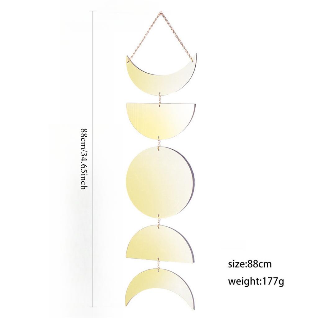 Акриловое зеркало-луна Настенный декор Зеркало с фазами луны Настенное искусство Декоративное настенное украшение в стиле бохо для спальни, гостиной, эстетический домашний богемный декор