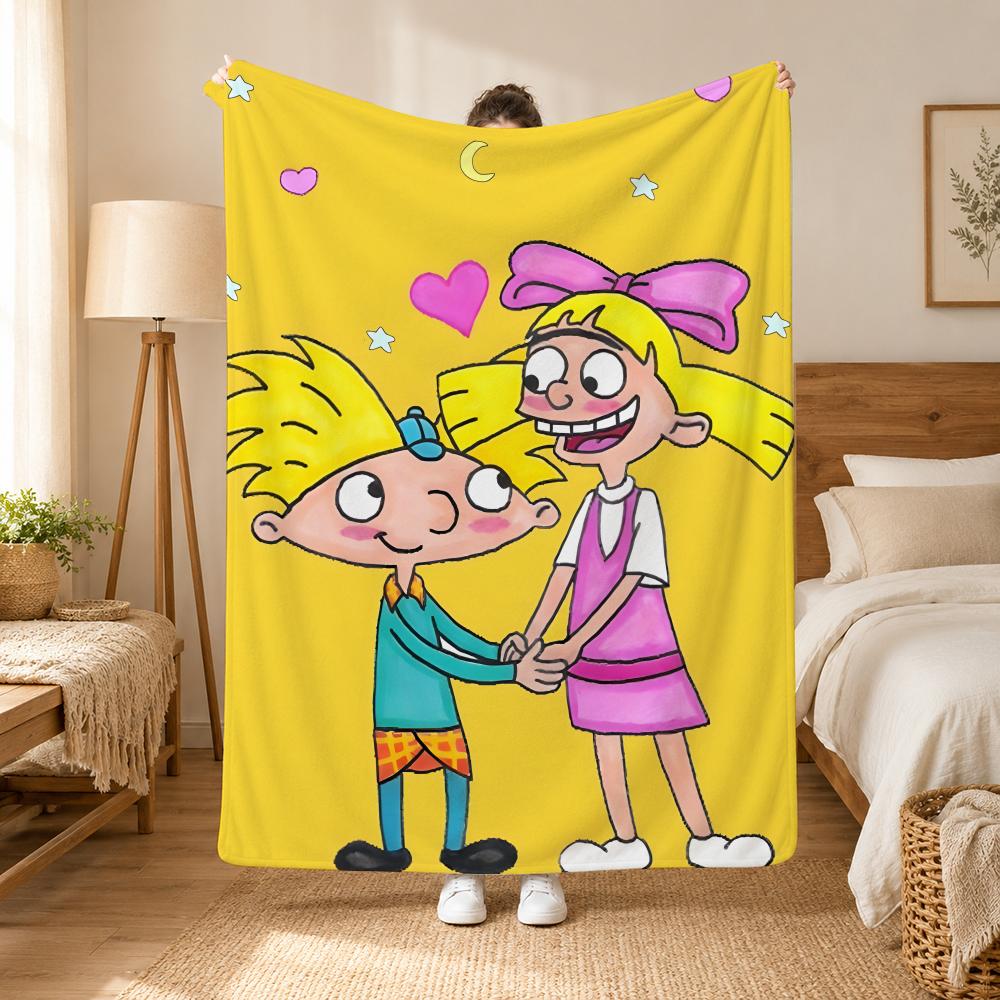 Hey Arnold Cartoon Throw 240g flannel blanket, suitable for sofas, beds, offices, exquisite gift blankets