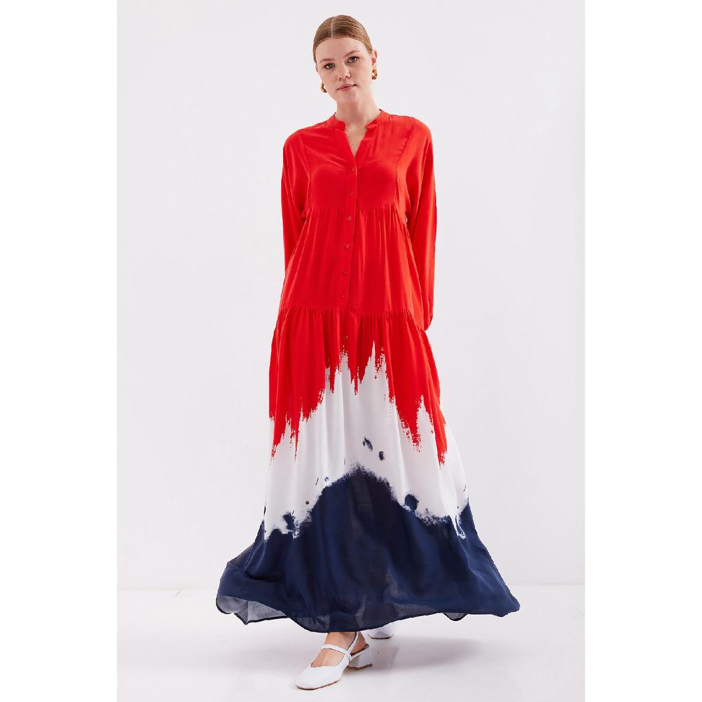 2423 Authentic Patterned Dress - M. Cream