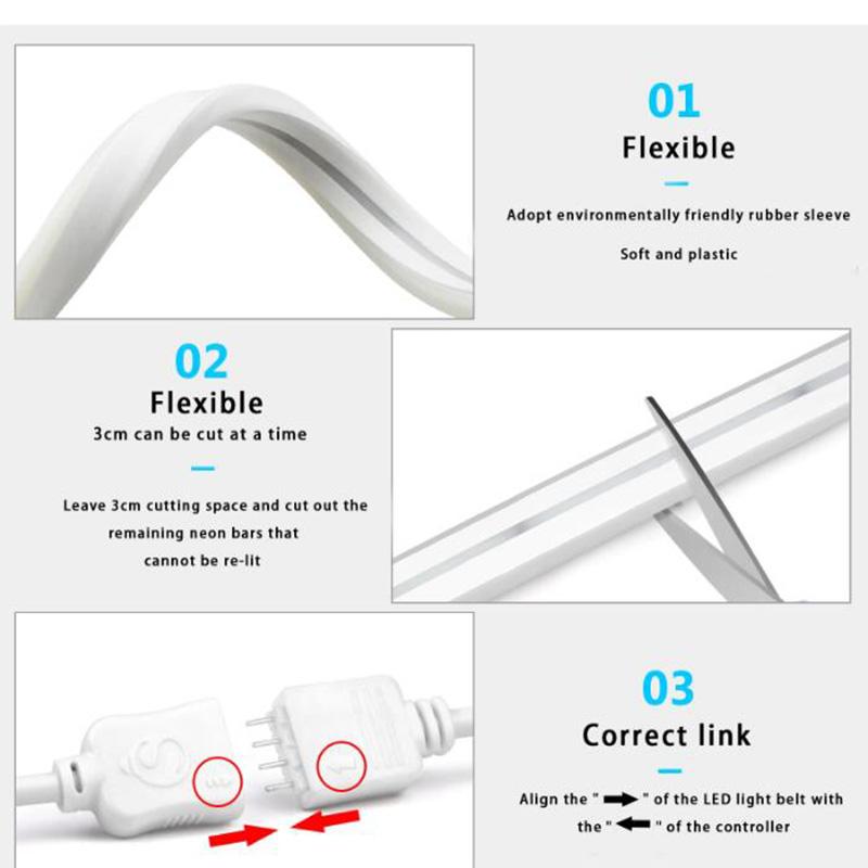 LED Neon Rope Lights with App/Remote Control 5V Music Sync Waterproof Flexible DIY Design RGB Strip Lights for Bedroom Party