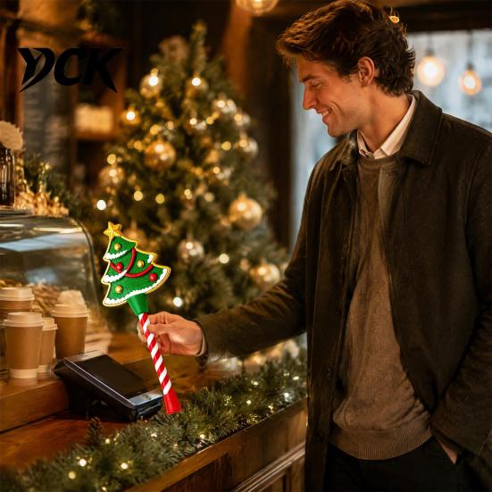 Winter Celebration Gift Christmas Tap-to-Pay Wand, 3D Printed Credit Card Holder with Candy Convenient Payment Wand Cane Handle, Contactless Stick for