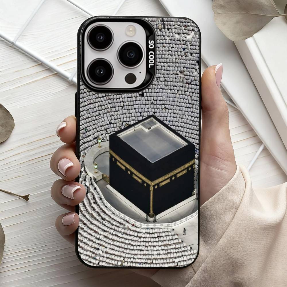 Чехол для телефона M-Moslem и K-kaaba Для iPhone17,16,15,14,13,12,11 Plus,Pro Max Конфетный Посеребренный Внутренний Чехол