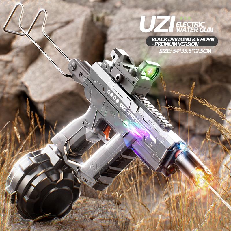 Нетоксичный электрический водяной пистолет Uzi для стрельбы на дальние дистанции с подсветкой, игрушка, полноавтоматический водяной пистолет высокого давления для детей и взрослых