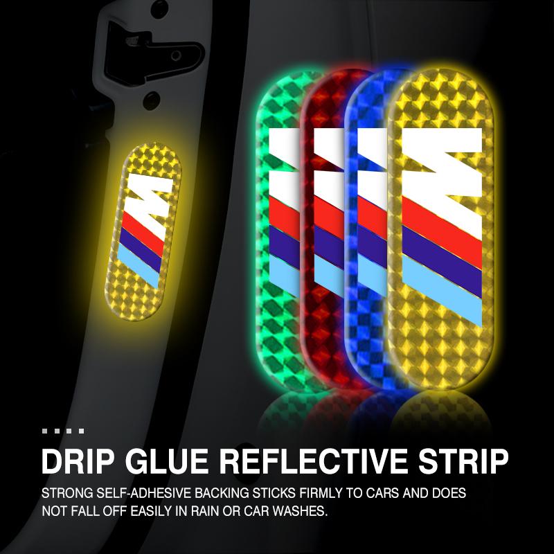 HKUG1 Car Reflective Warning Stickers Night Visibility Protective Strip For BMW Performance M E87 E30 E46 E28 F35 G20 E93 F20 X3 X