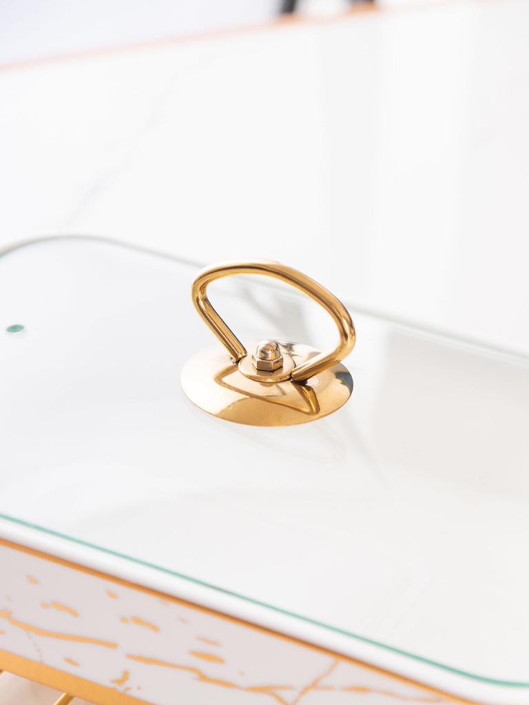 Керамический поднос Nordic с двумя ушками: Легкая роскошная посуда для выпечки, подогрева свечей или подачи супов и сухих блюд.