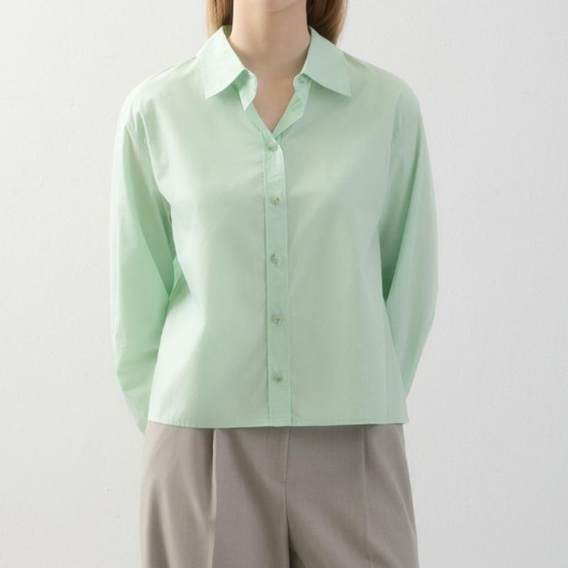 [shismiss] Open Collar Crop Shirt Swwsto11070 Ln